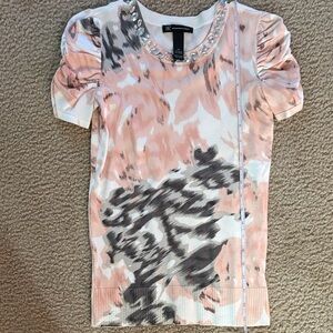 INC International Concepts Women's Peach and Gray Patterned Top